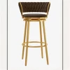Lu Zi Furniture - Nordic bar stools, home high stools, backrests, front desk tables and chairs, modern simple and light luxury bar chairs, beauty ironwork Item Picture